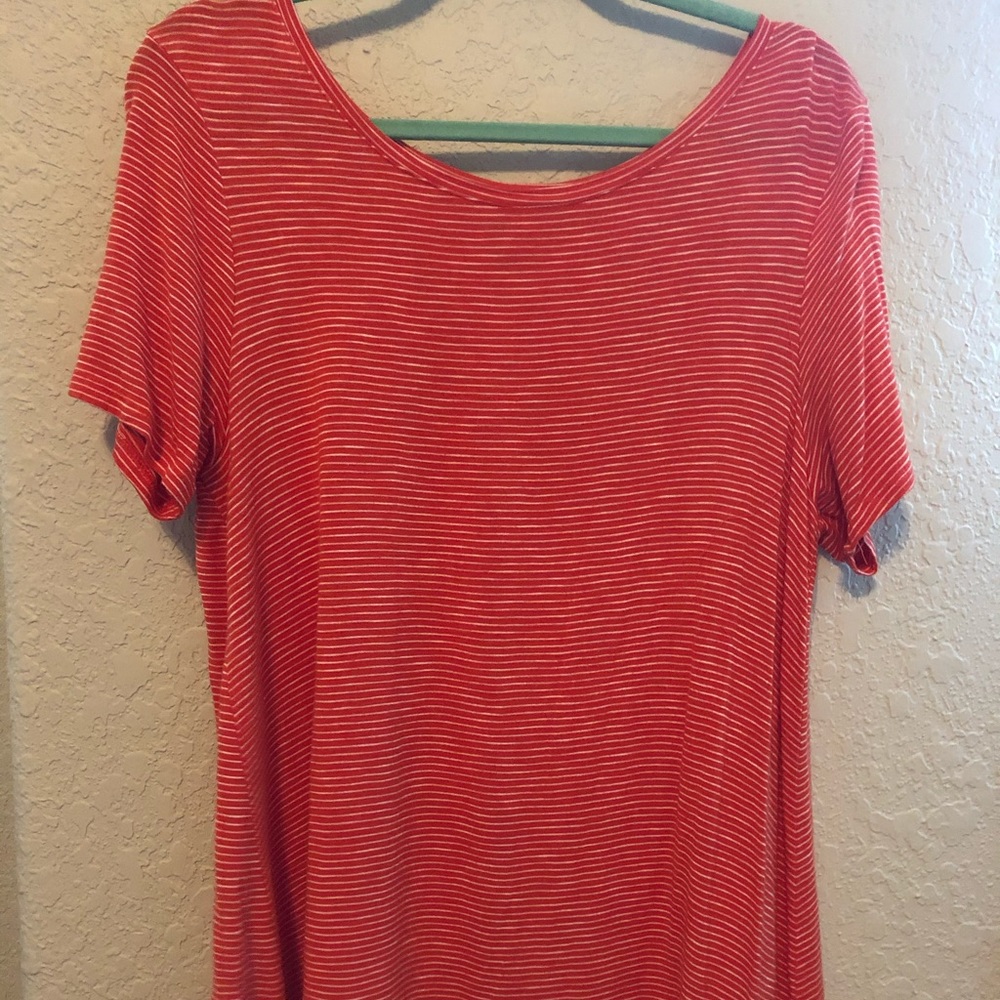 Orange and white stripped loose fitting shirt